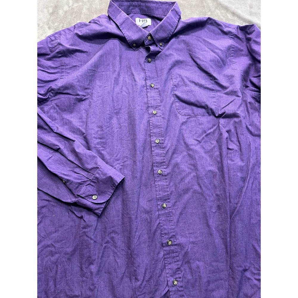 Harbor Bay by DXL Mens 4XLT Purple Long Sleeve Button Down Shirt